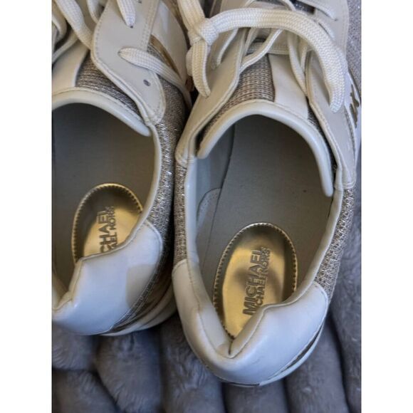 MK michael kors mabel glitter chain mesh trainers,sneakers,shoe gold metallic 10 - Picture 5 of 11